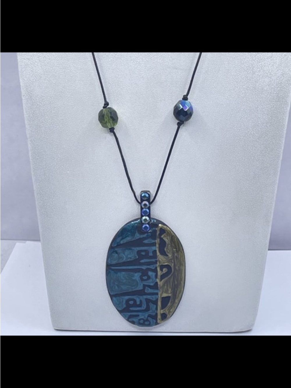 Chicos Blue and Olive Pendant Necklace - Women Jewelry